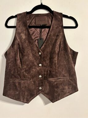 Blank NYC Brown Faux Suede Sleeveless Waistcoat